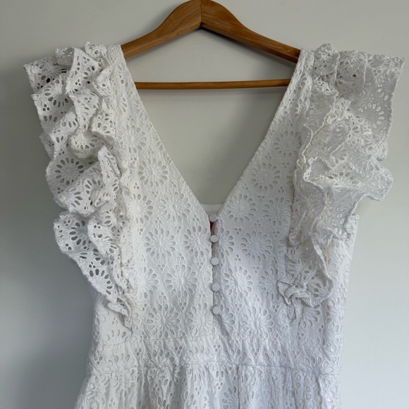 J.CREW Ruffle Maxi Eyelet Cotton Dress White Size: 4 - Picture 4 of 8